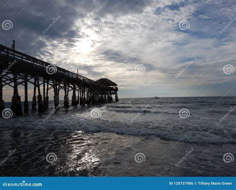 The Cocoa Beach Pier On A Cloudy Day Stock Photo Image Of Florida