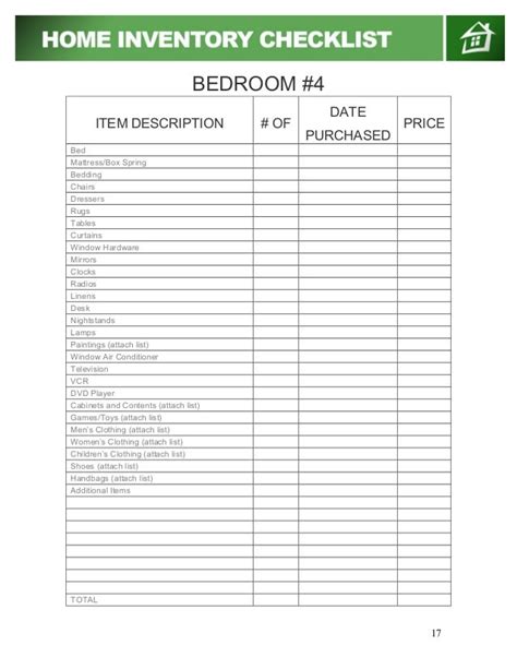 Printable Household Inventory List Mumuarmor