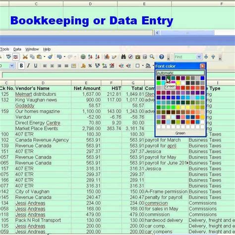 Sample Bookkeeping Spreadsheet For Bookkeeping Spreadsheets For Excel