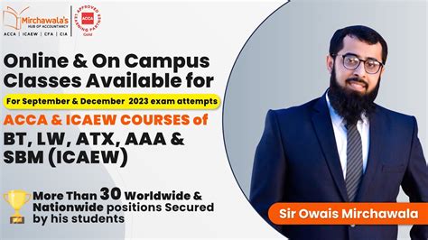 Admissions Open For ACCA Exams Of ATX AAA LW And BT AND ICAEW Exam Of