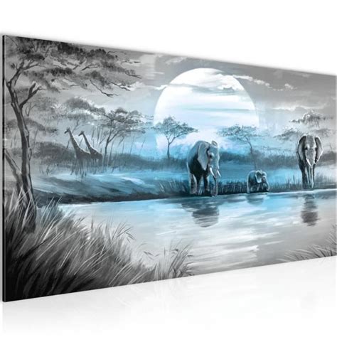 Runa art Tableau Décoration Murale Éléphant d Afrique 100x40 cm 1