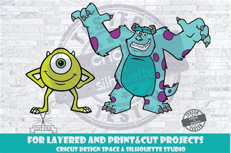 Monsters Inc Svg Mike And Sully Svg Design Files For Cricut Silhouette Cut Files Layered And