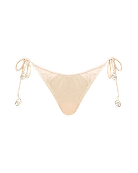 Nude Side Tie Thong Low Rise Bikini Bottom S Vivien Vance