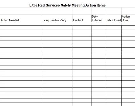 Free Action Item Templates Excel Ms Word Best Collections