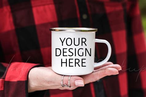 Camping Enamel Mug Mockup In Hands Graphic By Infinitim Creative Fabrica