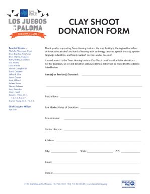 Fillable Online CLAY SHOOT DONATION FORM Fax Email Print PdfFiller