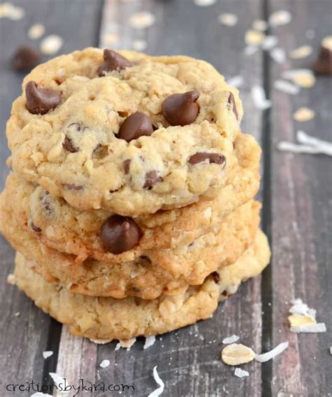 Coconut Oatmeal Chocolate Chip Cookies Recipe Creations By Kara