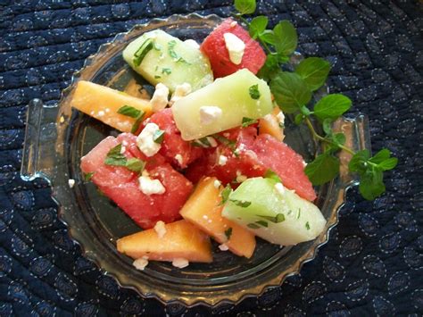 Michigan Cottage Cook Three Melon Salad With Feta Cheese