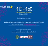 Résultat 1 Pile Don de lénergie pour le Téléthon 2022 Beychac