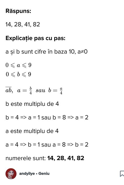 Determina Numerele Ab Stind Ca Una Dintre Cifre Este Sfertul Din