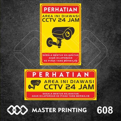 Jual 608 Stiker Area Ini Diawasi CCTV 24 Jam Sticker Vinyl Tahan