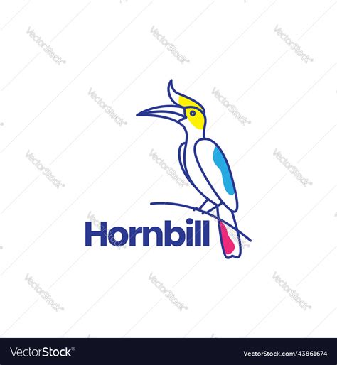 Minimal abstract art hornbill logo design Vector Image