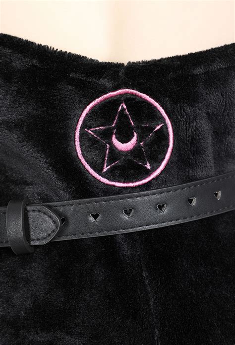 Moon Cat Sexy Lingerie Bodysuit Gothic Lingerie Outfit Black Plush Hooded Romper With Belt