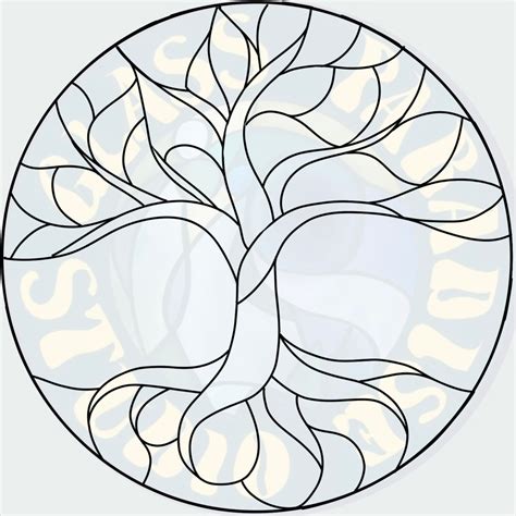 Tree Of Life Stained Glass Pattern Pdf Digital File Stained Etsy