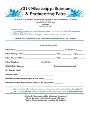 Fillable Online Outreach Olemiss School Registration Form PDF