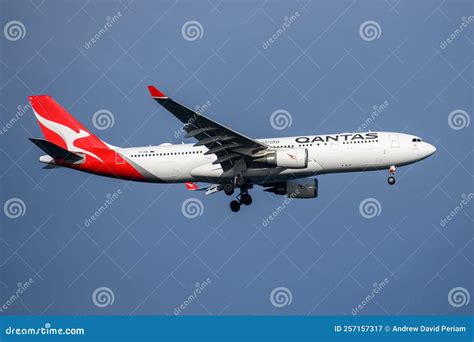 Qantas Airlines Airbus A330 Arriving At Sydney Airport Editorial