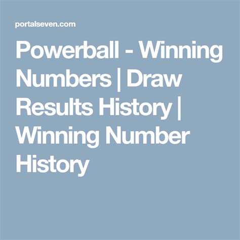 Powerball - Winning Numbers | Draw Results History | Winning Number ...