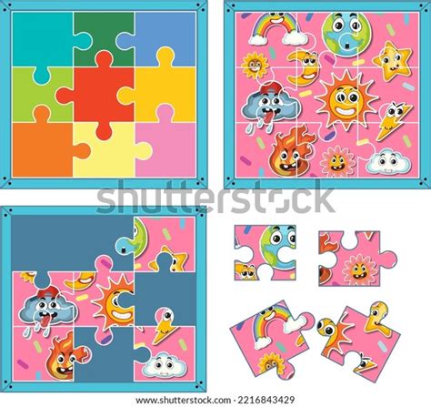 Jigsaw Puzzle Game Template Illustration Stock Vector (Royalty Free ...