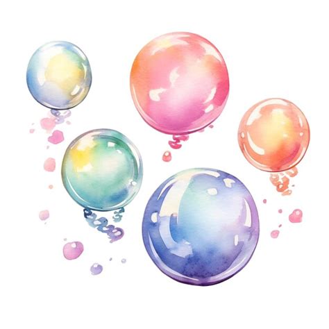 Premium Psd Soap Bubbles Isolated Watercolor Illustration