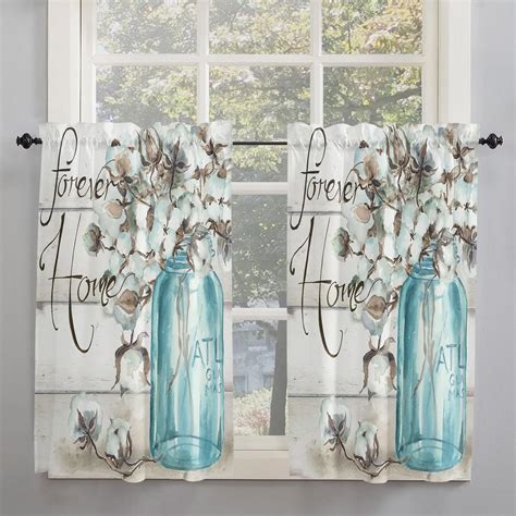 Amazon Yokou Kitchen Curtain Valance Cotton Vase Glass Bottle