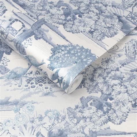 Edo Toile By Graham Brown Blue Wallpaper Wallpaper Direct