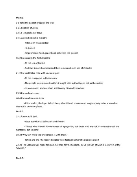 Mark 1 - THis will be about summaries - Mark 1 1-9 John the Baptist