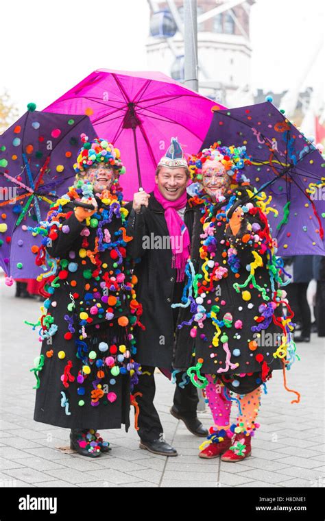 Düsseldorf, Germany, 11 November 2016. Colourful costumes of carnival ...