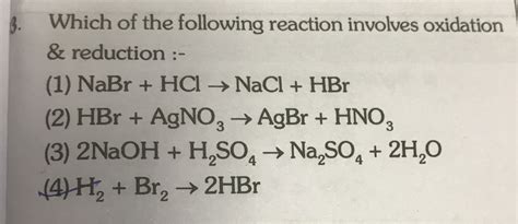 Which Of The Following Reaction Involves Oxidation Reduction 1