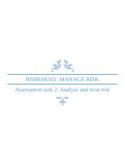 BSBRSK501 Task 2 Docx BSBRSK501 MANAGE RISK Assessment Task 2