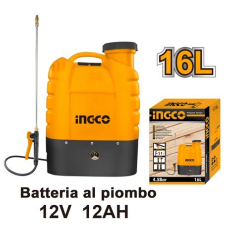 Pompa Batteria Zaino Spalla Irroratrice Al Piombo 12V 12Ah Ingco