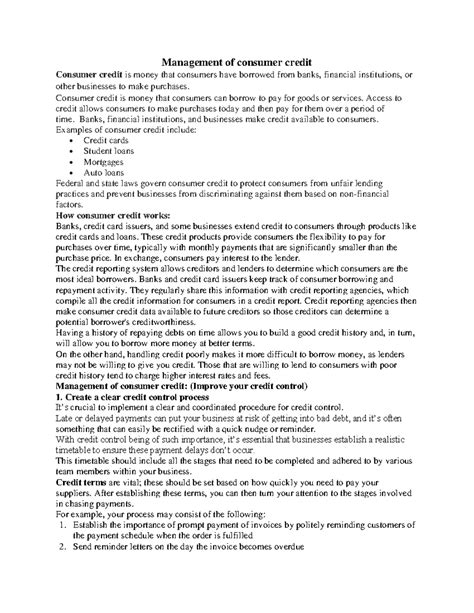 Lecture 7,8 consumer collection, policies and practices - Financial