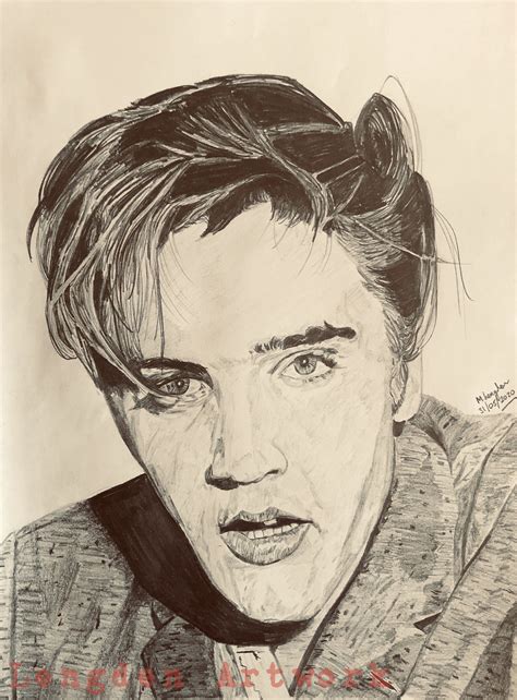 Elvis Presley Lápiz Sketch Print Etsy España