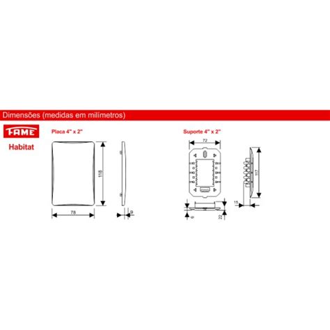 Placa 4X2 3 Modulos Fame Habitat Suporte