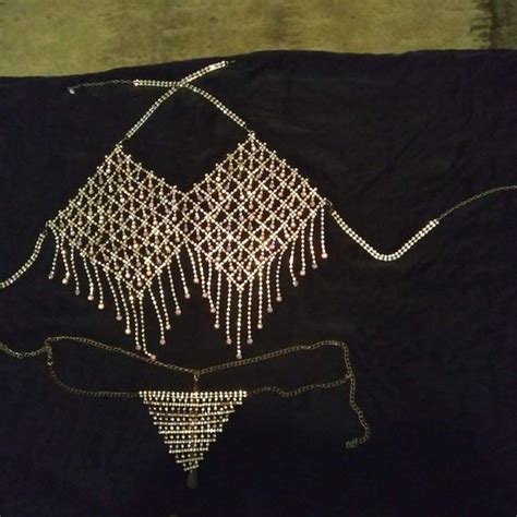 Intimates Sleepwear Austrian Crystal Rhinestone Vegasstyle Bikini