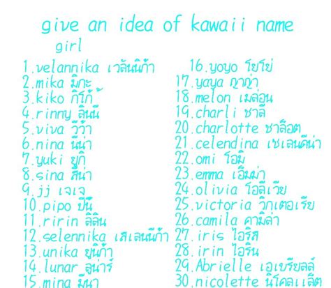 Idea Kawaii Name Of Girls Or Womans