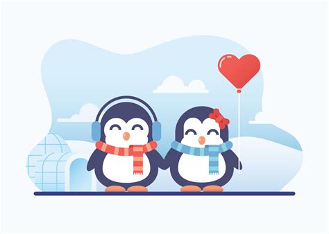 Cute Penguin Couple In Love 175124 Vector Art at Vecteezy