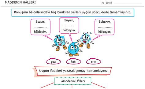 4 Sınıf Maddenin Hâlleri Fen Bilimleri Ödevi Morpa Kampüs