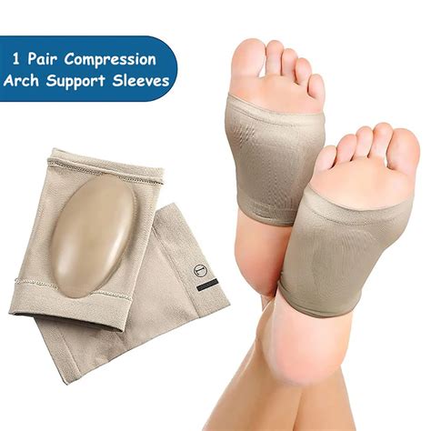 Paar Compressie Arch Ondersteuning Sokken Cushioned Gel Voet Mouwen