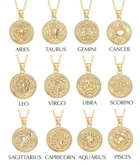 18kt Gold Filled Zodiac Horoscope Astrology Medallion Layering Etsy