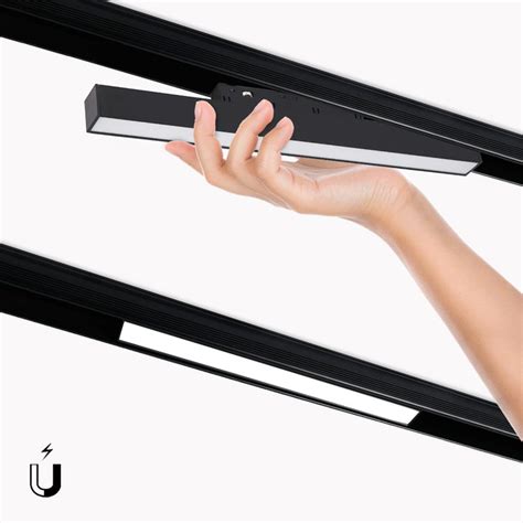 Lumin Ria Linear Led Opalina Para Carril Magn Tico V W Preto