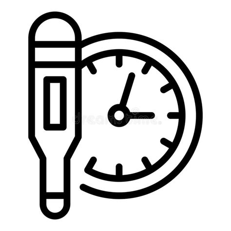 Vector De Contorno Del Icono Del Termómetro Médico Digital De Tiempo