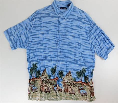 Puritan Mens Short Sleeve Hawaiian Button Shirt Size Gem