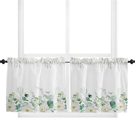 Amazon Yokou Curtain Tiers Valance Eucalyptus Leaves Summer