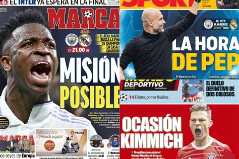 Las portadas del día El partido Manchester City Real Madrid centra