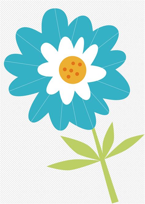 Cartoon Vector Blue Flower Illustration Elements For Children Png Image