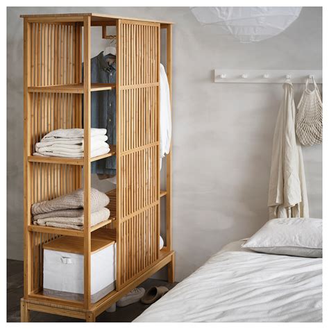 Nordkisa Open Wardrobe With Sliding Door Bamboo 120x186 Cm Ikea Lietuva