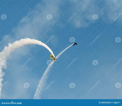 Airplanes on Airshow. Aerobatic Team Performs Flight Stock Photo ...