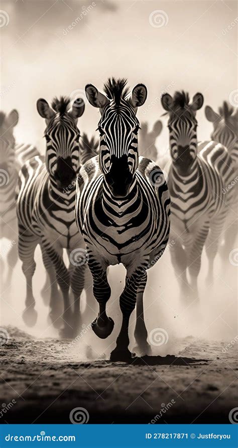 Zebras Galloping Across The Golden Plains Generative Ai Stock Illustration Illustration Of