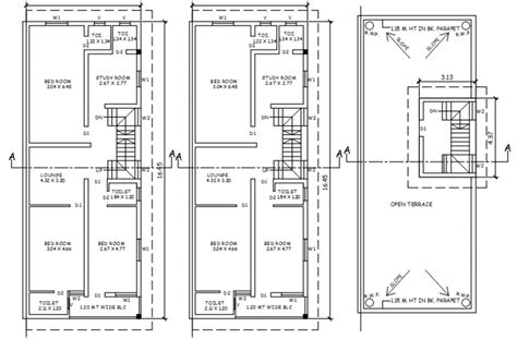 Three story house floor plan layout plan cad drawing details dwg file - Cadbull