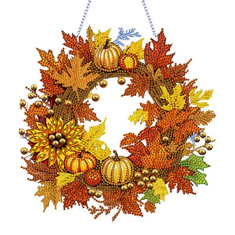 Diy Acrylic Special Shaped Diamond Painting Fall Wreath Ornament